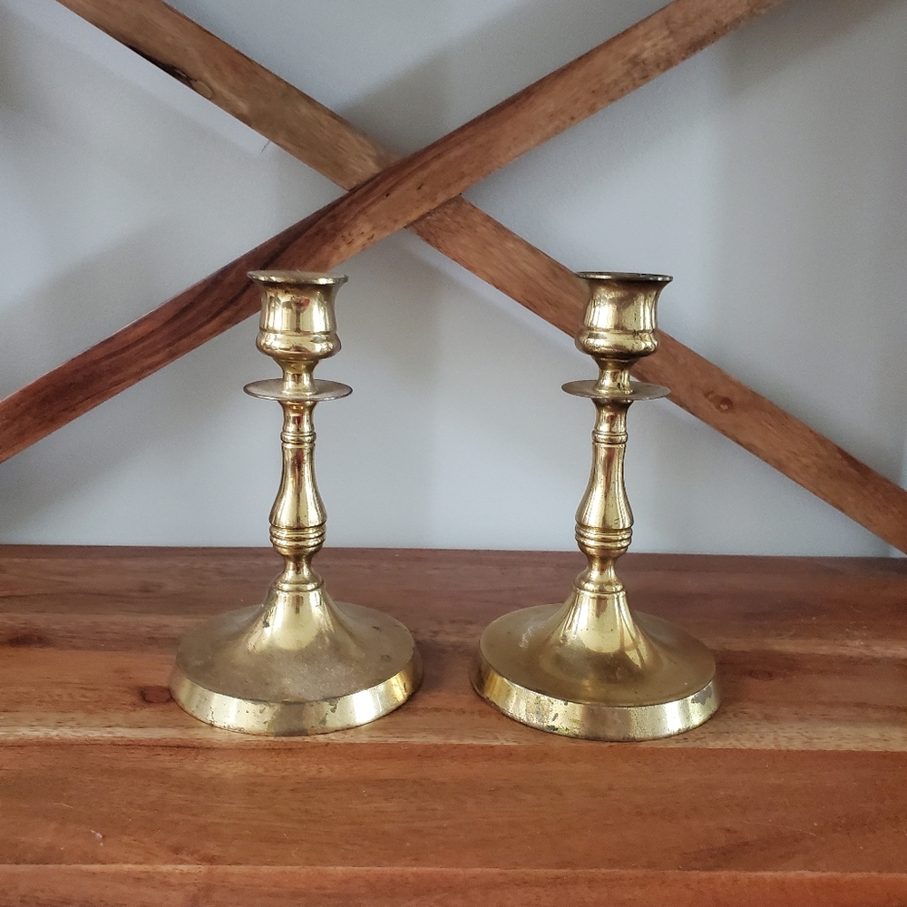 Vintage Brass Candlesticks Set of Two